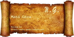 Mató Géza névjegykártya